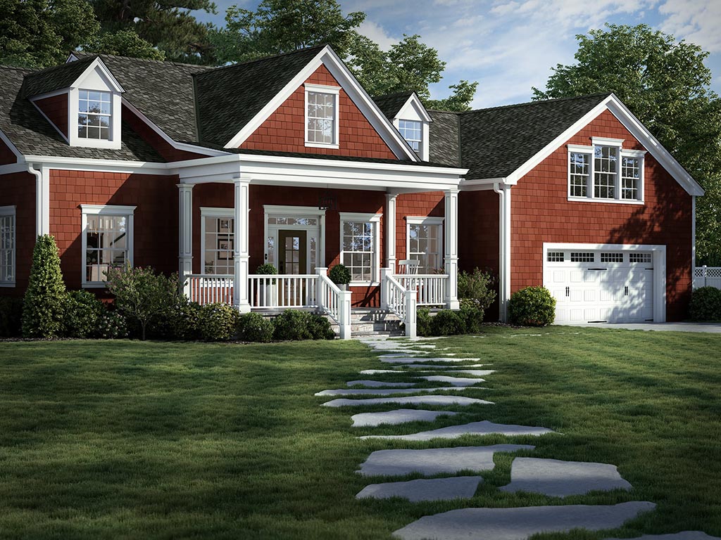 Red Kalamazoo home with replacement windows