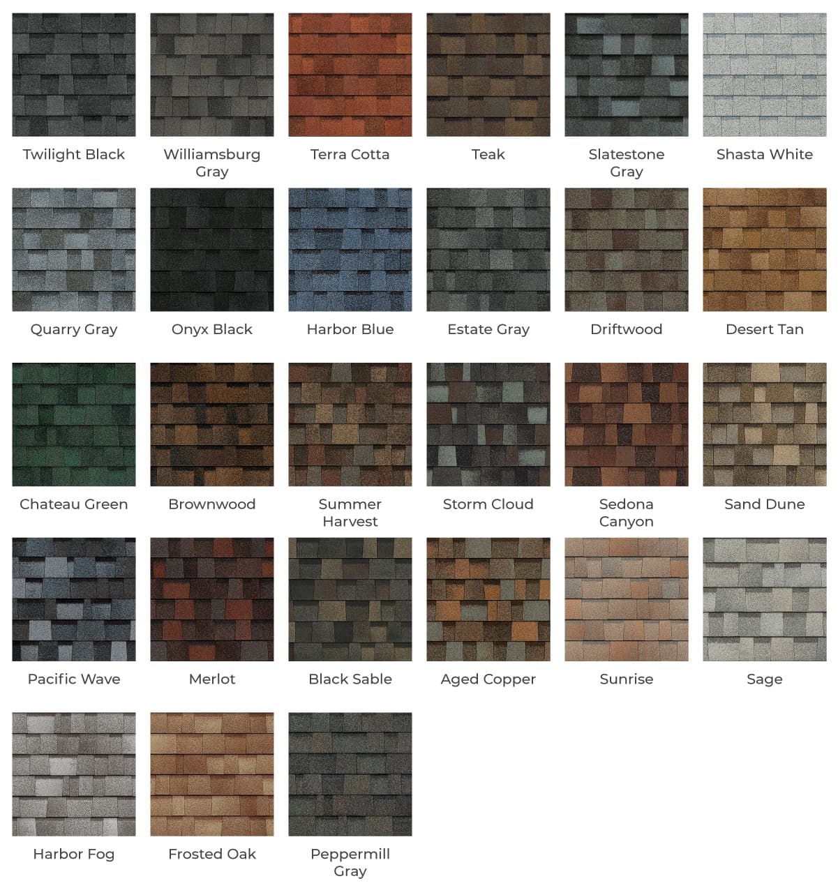 Landmark Roofing color options